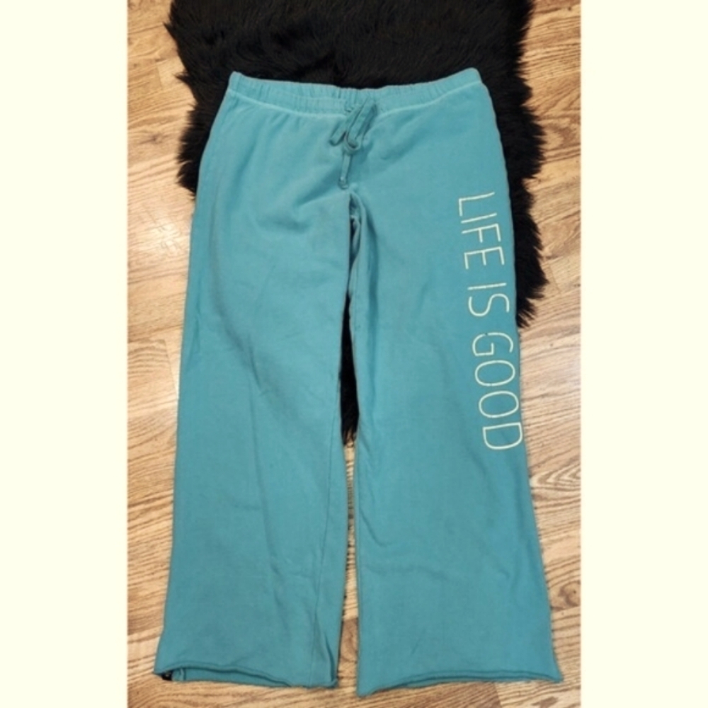 Vintage Life is Good Teal Wide Leg Sweatpants Women's Size L